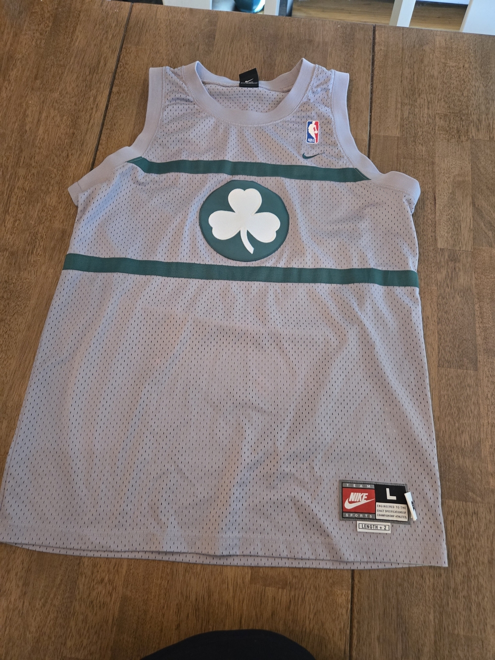 Nike Boston Celtics Gray & Green Basketball Jersey - Large